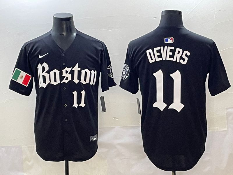Men 2025 Boston Red Sox #11 Devers Black Five generations Joint Name Nike MLB Jersey style 18